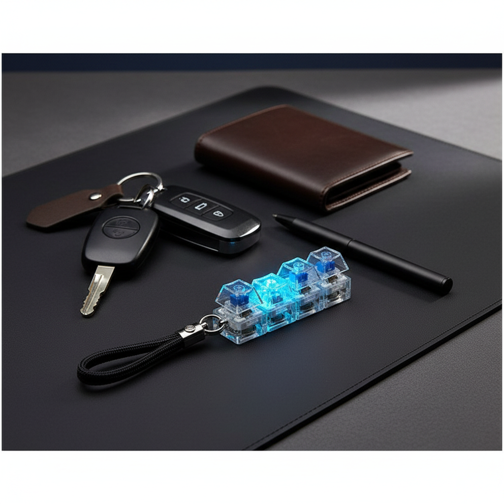 Fidget Keyboard Keychain in premium lifestyle setting